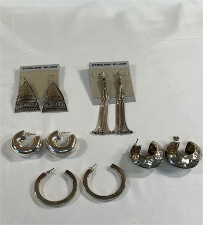 Sterling Silver 5 Piece Pierced Earrings