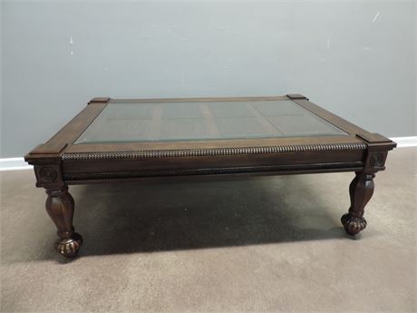 Solid Wood  Coffee Table with Glass Top