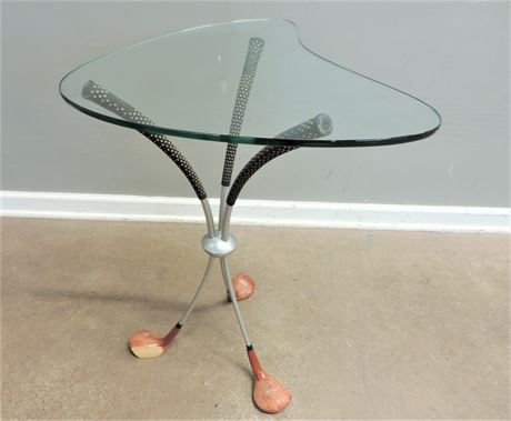Whimsical Golf Club Base Table with Boomerang Glass Table Top