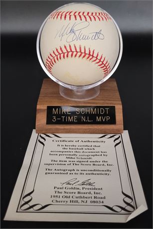 MIKE SCHMIDT HAND SIGNED OFFICIALLY LICENSED NATIONAL LEAGUE BASEBALL WITH COA