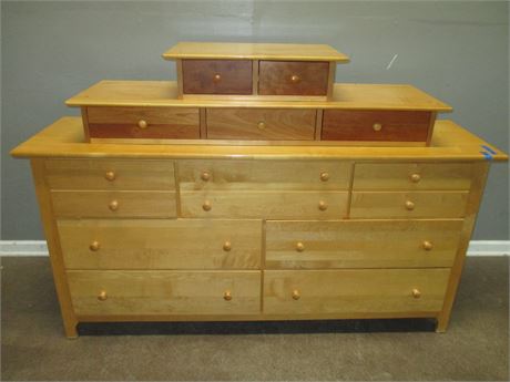 Stanley 7 Drawer Maple Wood Dresser with added 12'' Copeland Furniture Pieces