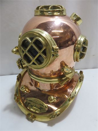Antique U.S. Navy Copper/Brass Replica Mark V Diving Helmet