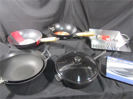 Stir Fry, Wooden Handle Woks, Griddles, Covered Pans and Much More