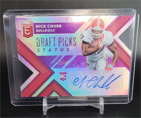Nick Chubb Rookie Autograph Die Cut Cleveland Browns Serial Numbered to 49