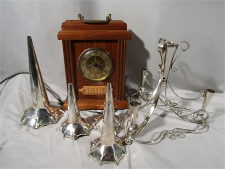 Seth Thomas Mantle Electric Clock, Silver Plated Pieces