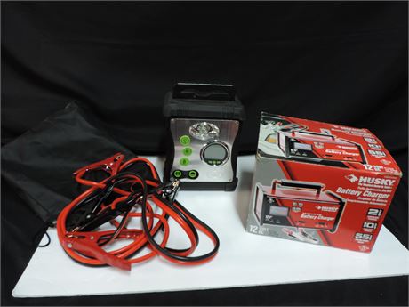 Husky 12 V Battery Charger Slime Air Pump & Jumper Cables