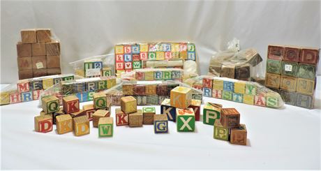 Vintage Alphabet and Number Wood Blocks
