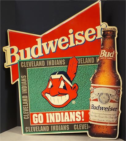 Vintage Cleveland Indians Budweiser Tin Sign