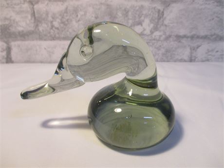 Vintage Hand Blown Art Glass Duck's Head Paperweight/Figurine