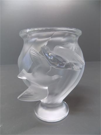 Lalique Frosted ROSINE Swirl Vase