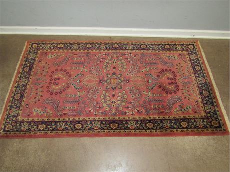 Small Entry Way Area Rug, with Wine and Floral Design