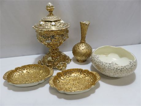 Weeping Bright Gold Porcelain Decoratives