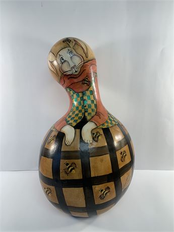 Bunny Gourd/ Signed/Natalie Kaltenbach/Hand -Painted