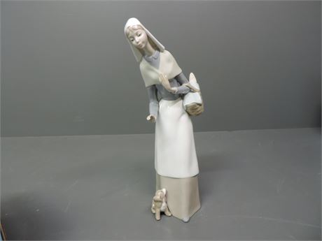 LLADRO 'Shepherdess with Dog' Porcelain Figurine