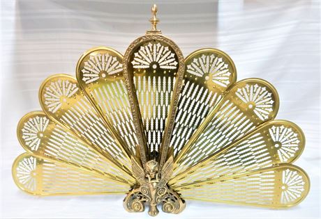 Decorative Gold / Brass Style Peacock Fireplace Screen