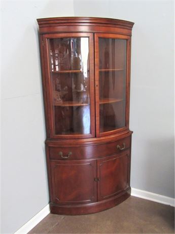 Bow Front Curved Glass Corner Cabinet