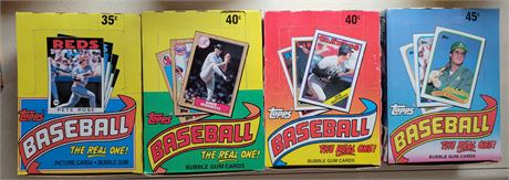 Topps Baseball 4 Wax Box Lot Unsearched & Factory Sealed Packs from 86,87,88, 89