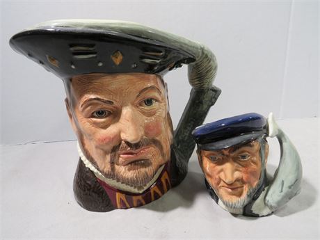 ROYAL DOULTON "Henry VIII" and "Captain Ahab" Toby Jugs