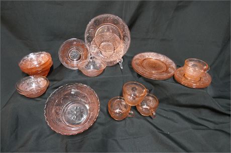 Pink Depression Glass Tiara Plate / Bowl / Cup / Saucer