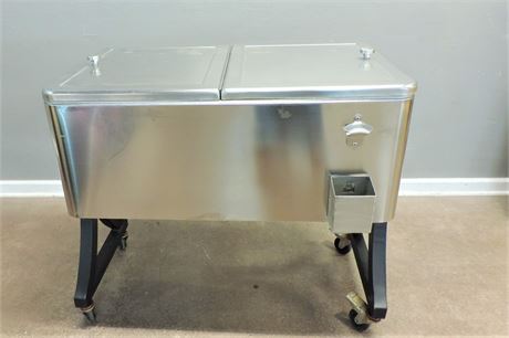 Outdoor Stainless Steel Cooler Chest on Wheels
