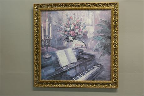 Piano Painting in Oil on Canvas