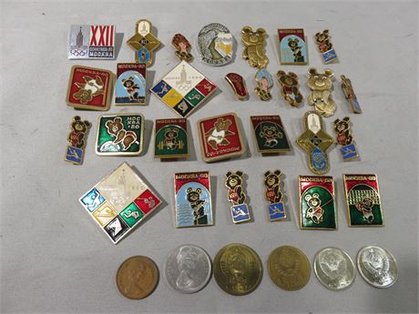 1980 Moscow Olympics Collectible Pins & Coins