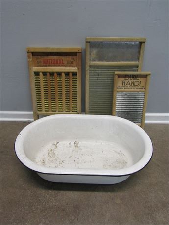 Antique Washboards and Basin