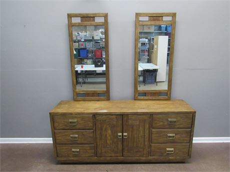 Vintage Drexel Heritage Woodbriar Collection Dresser with 2 Mirrors
