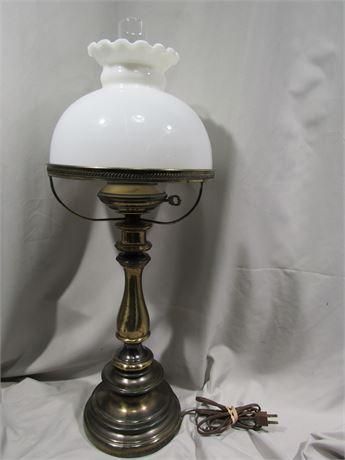 Antique Globe Glass Kerosene Lamp Electrified
