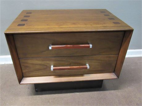 Lane Mid Century Modern Tower Suite Nightstand Walnut with Rosewood Inlay