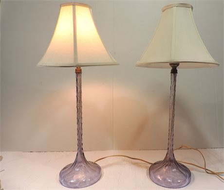 Pair of Purple Glass Lamps