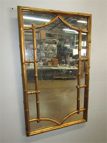 Vintage Faux Bamboo Framed Mirror in Gold