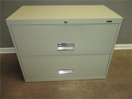 Large One Piece Two Drawer Gray Filex Office File Cabinet