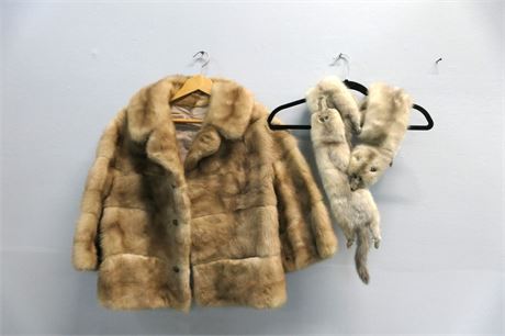 Ladies Vintage Palomino Mink Jacket Coat & Stole Cape Wrap