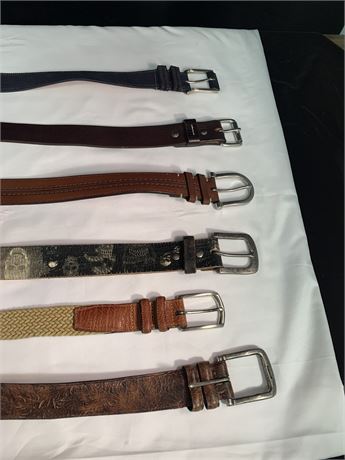 Lot of 6 Men's Leather Belts  including Aniline Kipskin Bill Lavin