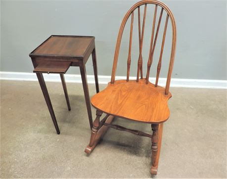 Vintage Child's Rocker and Small Accent Table