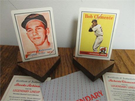 RARE 1990 1st Issue Hamilton Collection Porcelain Cards, Clemente and Robinson