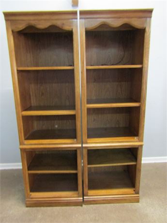 Matching Wood Lighted Bookcases