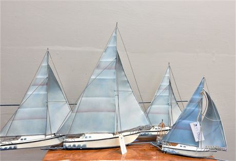 Fine Art Metal Sculptured Sailboats