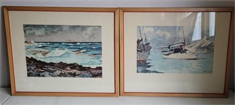 Lot of 2 Vintage Framed Winslow Homer Prints