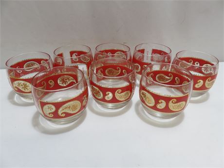 CULVER Mid-Century Paisley Roly-Poly Glasses