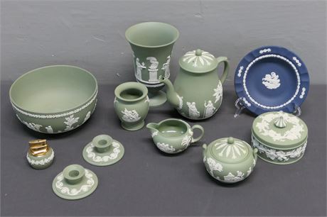 Wedgwood Jasperware Candlestick / Vase / Bowl / Lighter Lot