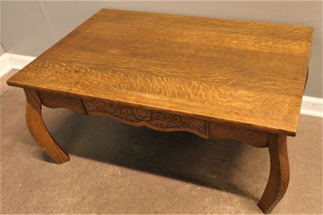 Vintage Oak Coffee Table with Drawer