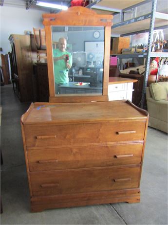 Antique Maple Dresser and Mirror