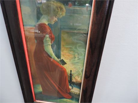 Vintage Calendar Art Litho Print 'In the Shadows' Victorian Lady