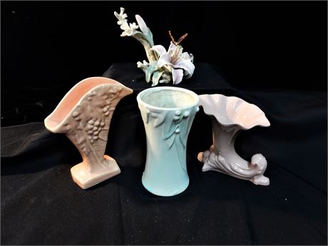 McCoy Vase Capidimonte Style Decorative Flower and Butterfly