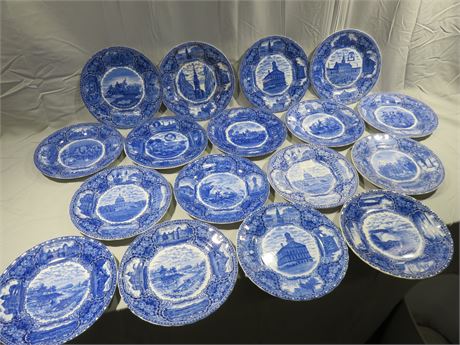 17 Staffordshire Historical Pottery Plates