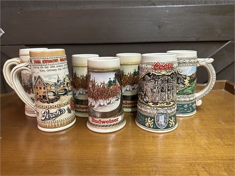 7 ANHEUSER BUSCH / COORS / STROH'S Collector Beer Steins