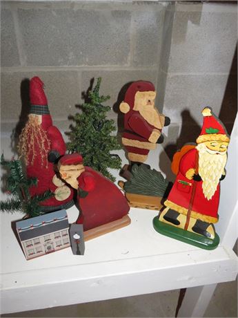 Handmade Wooden Santa Claus Decoratives