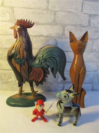 4 Piece Collectible Lot, Animals and a Lefton Red Devil
